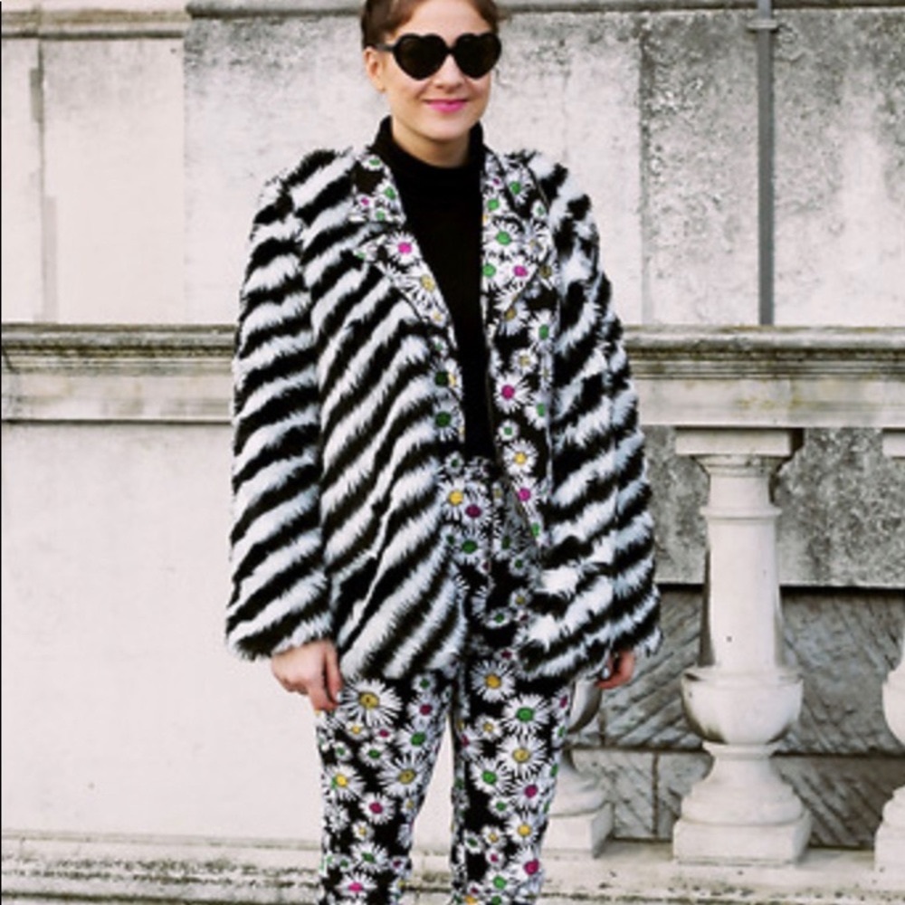 Striped faux fur jacket from Nasty Gal sz SM
